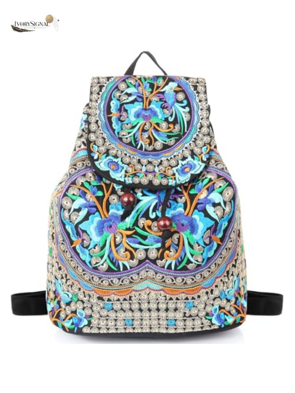 Embroidered Canvas Women's Backpack Daypack Handbag Travel Shoulder Bag